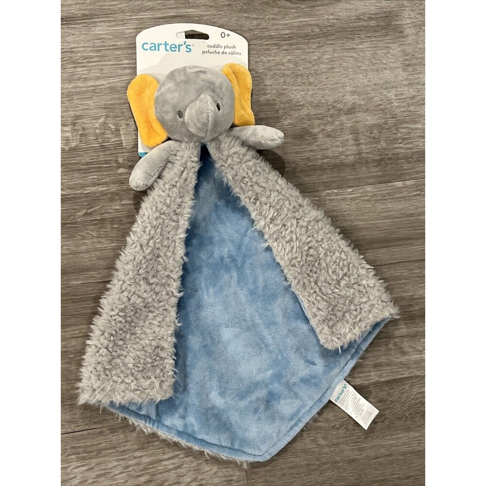 Carter’s Elephant Lovey Baby Blanket Blankie Plush Toy Cuddle Grey Blue Yellow